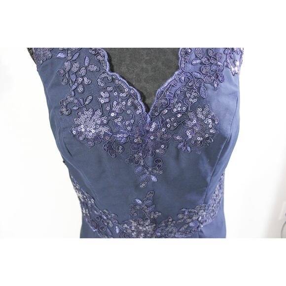 Navy Blue US Size 12 Sequin Embroidered Cocktail Top Evening Party Blouse Formal - Picture 3 of 6